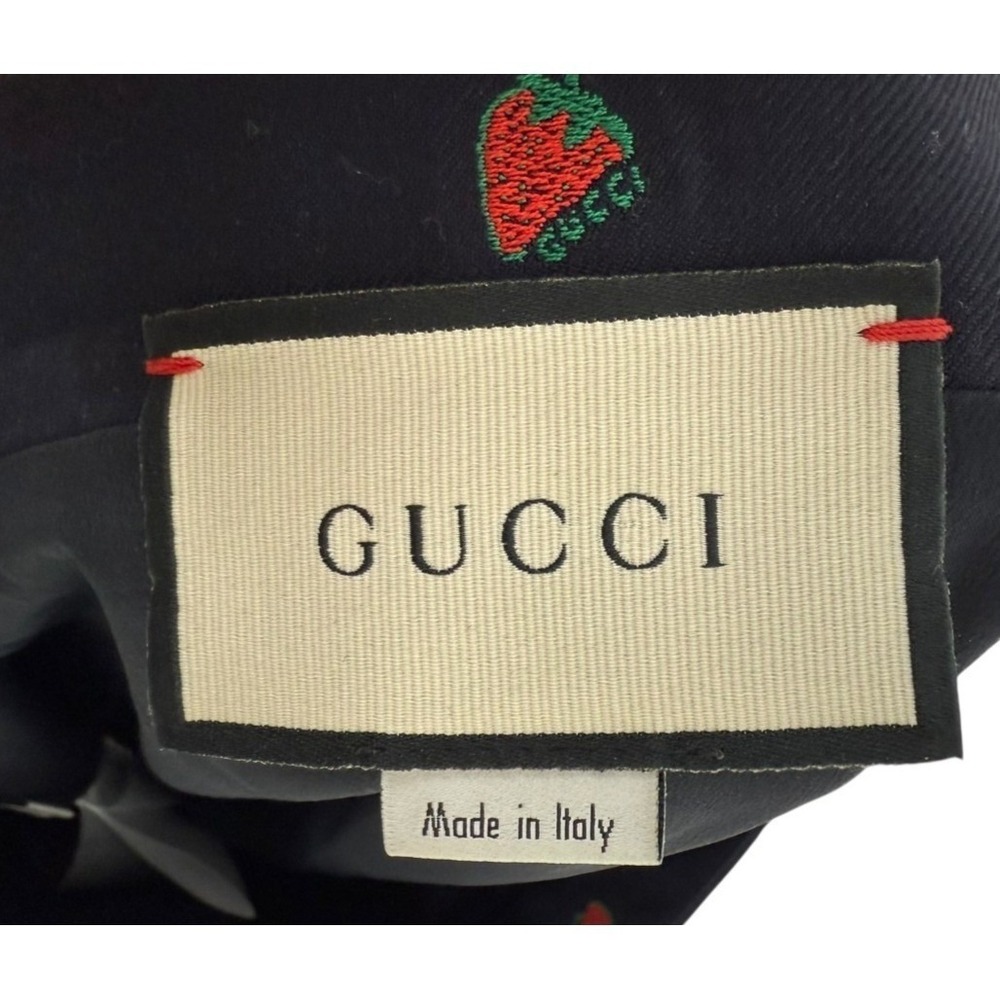 Gucci Straight Line Women's Size 38 XS 2 Navy Blue Strawberry Mid Skirt - Picture 3 of 10